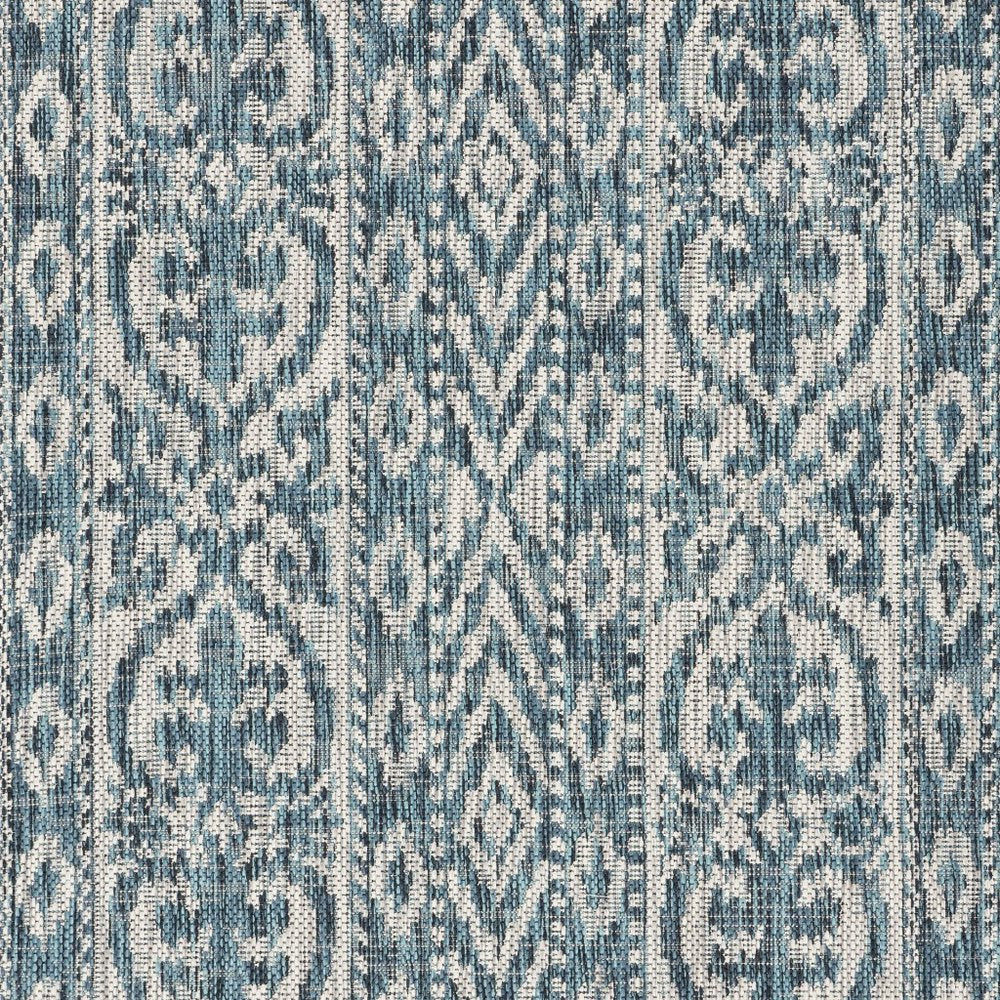 8' X 8' Blue And Gray Round Indoor Outdoor Area Rug