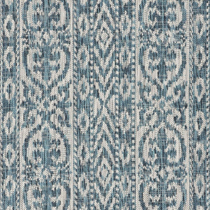 8' X 8' Blue And Gray Round Indoor Outdoor Area Rug