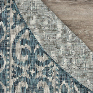 8' X 8' Blue And Gray Round Indoor Outdoor Area Rug