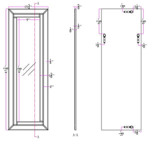 48" Clear Glass Framed Full Length Hanging Mirror