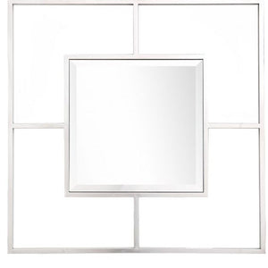32" Silver Square Metal Framed Accent Mirror