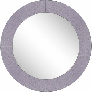 30" Gray Round Glass Framed Accent Mirror