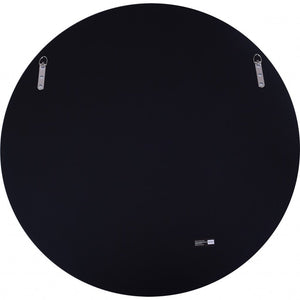 30" Gray Round Glass Framed Accent Mirror