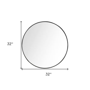 32" Black Round Framed Accent Mirror