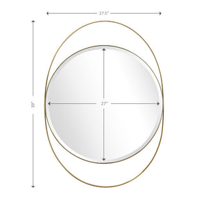 39" Gold Oval Metal Framed Accent Mirror