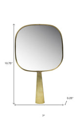 11" Golden Square Frame Handheld Mirror