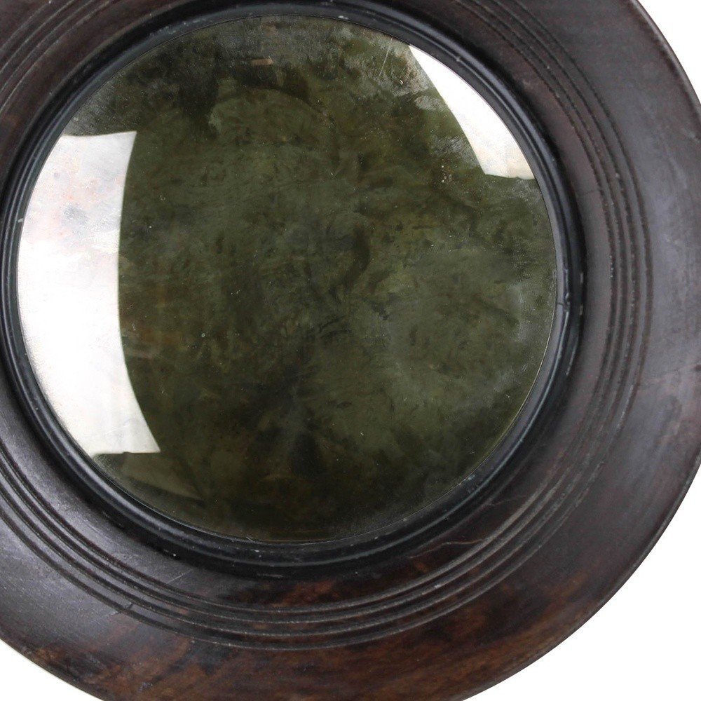 10" Espresso Wood Round Accent Mirror