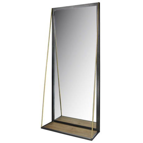 Black Metal Mirror with Shelf