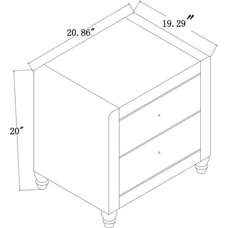 20" Beige Wood Two Drawer Nightstand
