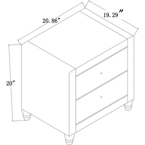 20" Beige Wood Two Drawer Nightstand