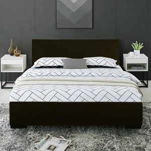 Black Faux Leather Twin Bed Frame