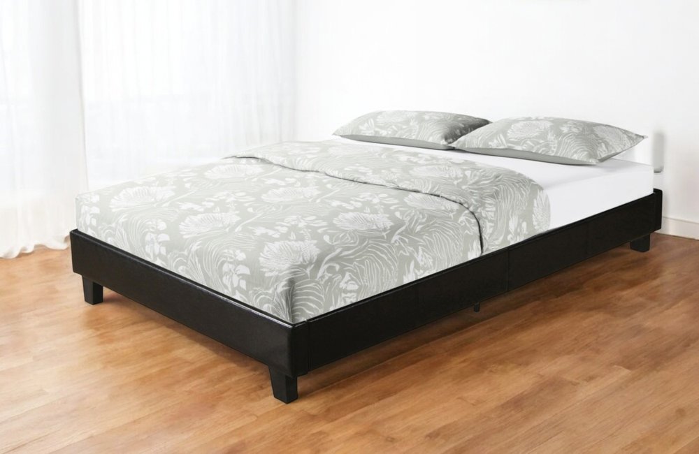 Black Faux Leather Queen Bed Frame