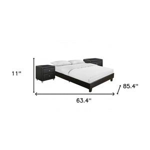Black Wood And Linen Queen Bed Frame