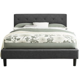 Gray Tufted Upholstered Queen Bed Frame