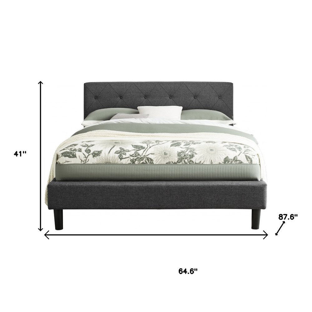 Gray Tufted Upholstered Queen Bed Frame