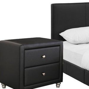 Black Wood And Faux Leather Twin Bed Frame