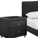Beige Wood And Faux Leather Full Bed Frame