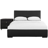 Beige Wood And Faux Leather Full Bed Frame