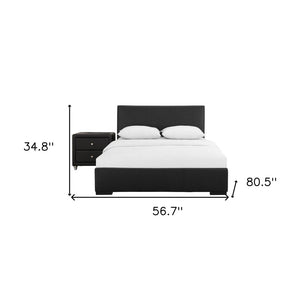 Black Wood And Faux Leather Twin Bed Frame