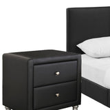 Beige Wood And Faux Leather Full Bed Frame