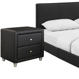 Black Wood And Faux Leather Twin Bed Frame