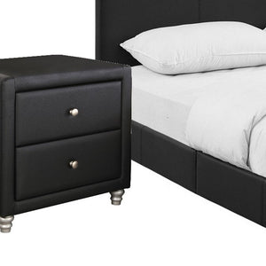 Black Wood And Faux Leather King Bed Frame