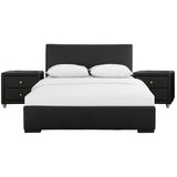 Beige Wood And Faux Leather Full Bed Frame