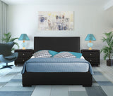 Beige Wood And Faux Leather Full Bed Frame