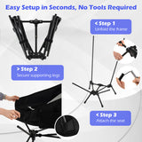 High Back Portable Camping Chair with Compact Carry Bag and Pillow-Black
