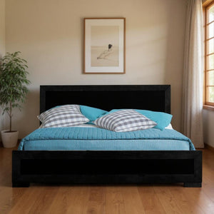 White Solid and Manufactured Wood Queen Bed Frame