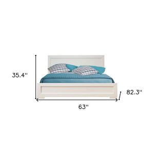 White Solid and Manufactured Wood Queen Bed Frame