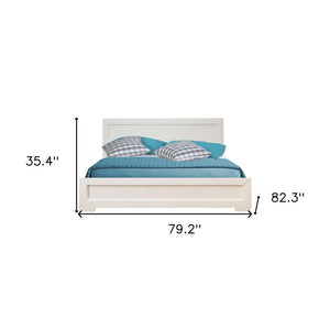 White Solid and Manufactured Wood Queen Bed Frame