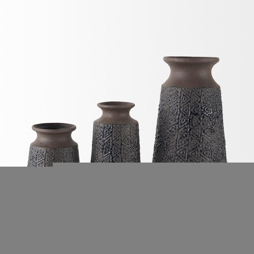6" Brown Abstract Cylinder Ceramic Table Vase
