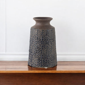 7" Brown Abstract Cylinder Ceramic Table Vase