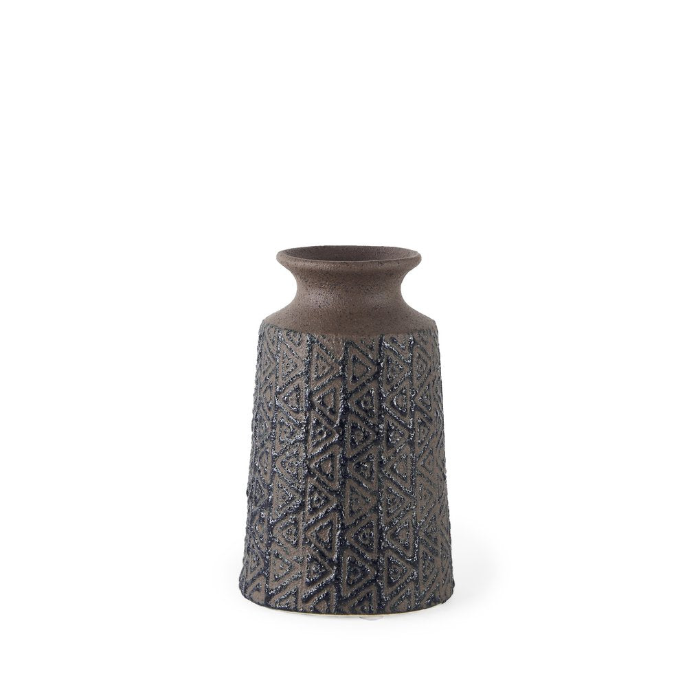 7" Brown Abstract Cylinder Ceramic Table Vase