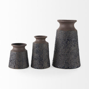 7" Brown Abstract Cylinder Ceramic Table Vase