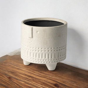 7" White Abstract Cylinder Ceramic Table Vase