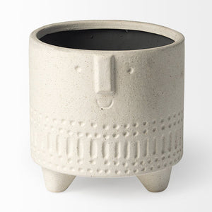 7" White Abstract Cylinder Ceramic Table Vase