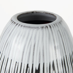 13" Black Gray And White Abstract Cylinder Ceramic Table Vase
