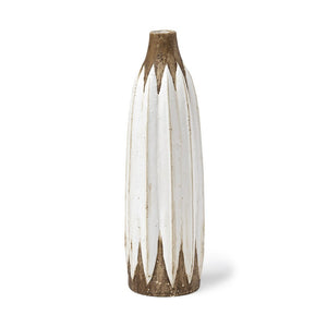 18" Brown And White Abstract Cylinder Ceramic Table Vase