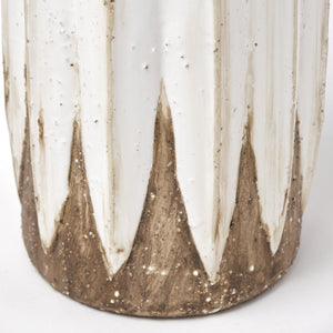 18" Brown And White Abstract Cylinder Ceramic Table Vase