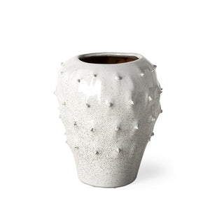 11" White Abstract Cylinder Ceramic Table Vase