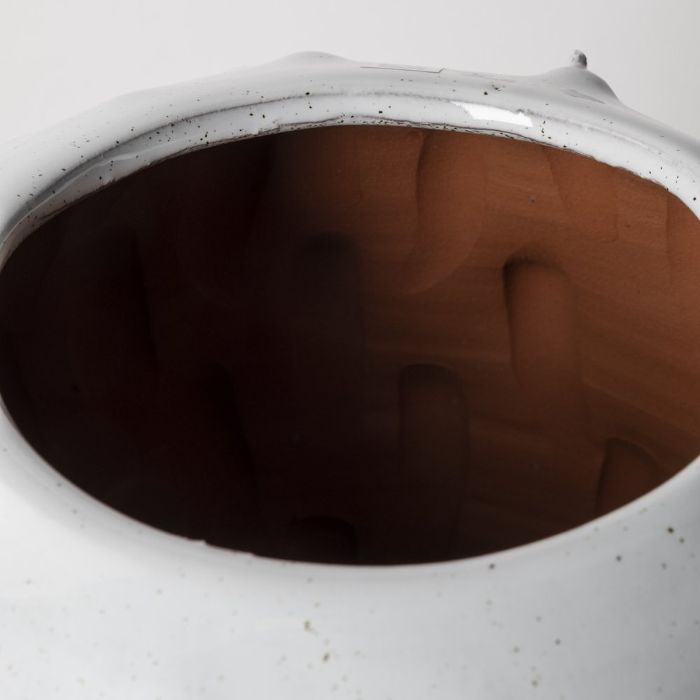 11" White Abstract Cylinder Ceramic Table Vase