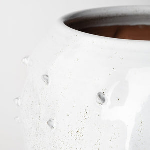 14" White Abstract Cylinder Ceramic Table Vase