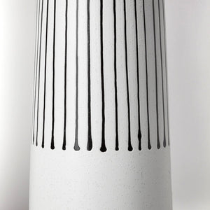 18" Black And White Abstract Cylinder Ceramic Table Vase