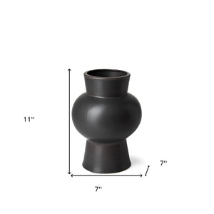 11" Black Abstract Cylinder Ceramic Table Vase
