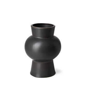 11" Black Abstract Cylinder Ceramic Table Vase
