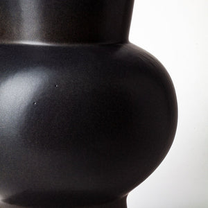 11" Black Abstract Cylinder Ceramic Table Vase