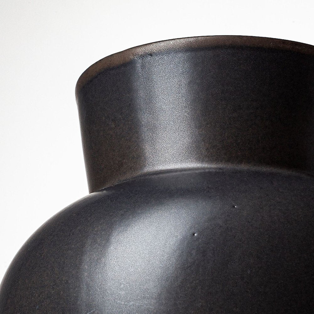 11" Black Abstract Cylinder Ceramic Table Vase