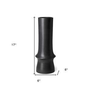 17" Black Abstract Cylinder Ceramic Table Vase